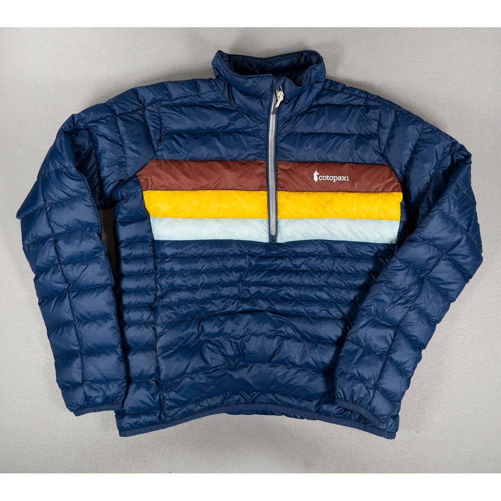 Cotopaxi Womens Fuego 800-Fill Down Pullover Jacket Navy Striped Size WS